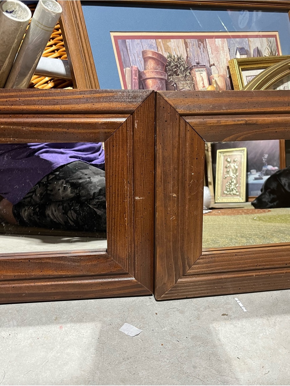 Classic Brown Wood Framed Wall Mirror - Brand Unspecified